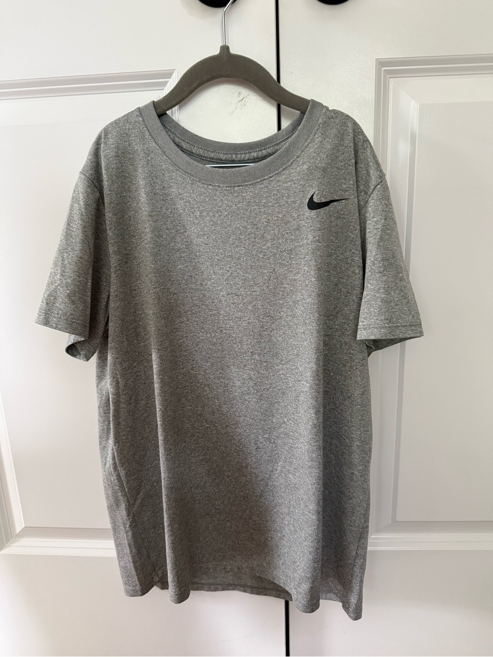 Nike - Women’s Heather Gray Short Sleeve Crew Tee with Black Swoosh